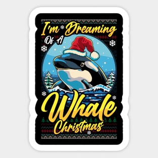 Funny Santa Whale Pun Mens Womens Ugly Christmas Orca Whale Sticker